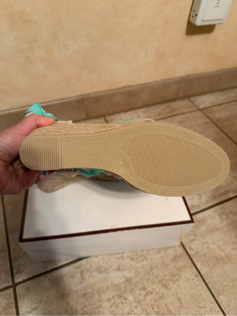 COACH Maryn Web/Gros G Lth Natural White w/Teal Women's size 9M